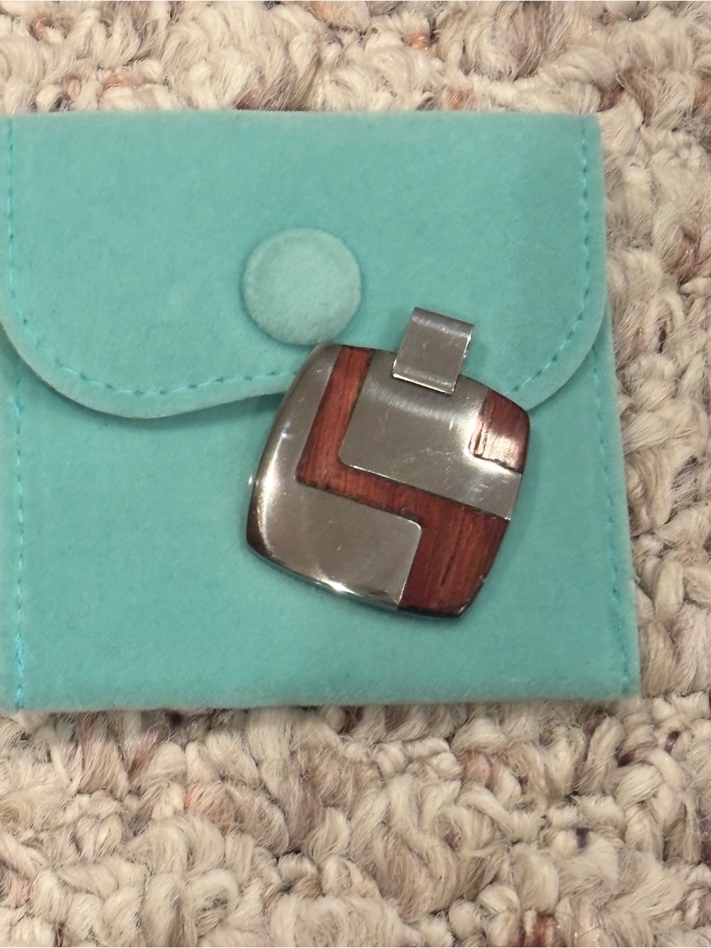 Lotus Stainless Steel and wood Pendant